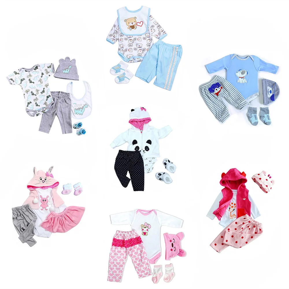 Reborn Doll Clothes Baby Girl Boy Clothing Outfit for 50-55cm Like Real Newborn Dolls 0-3 Month Toddler Doll Kit Accessories