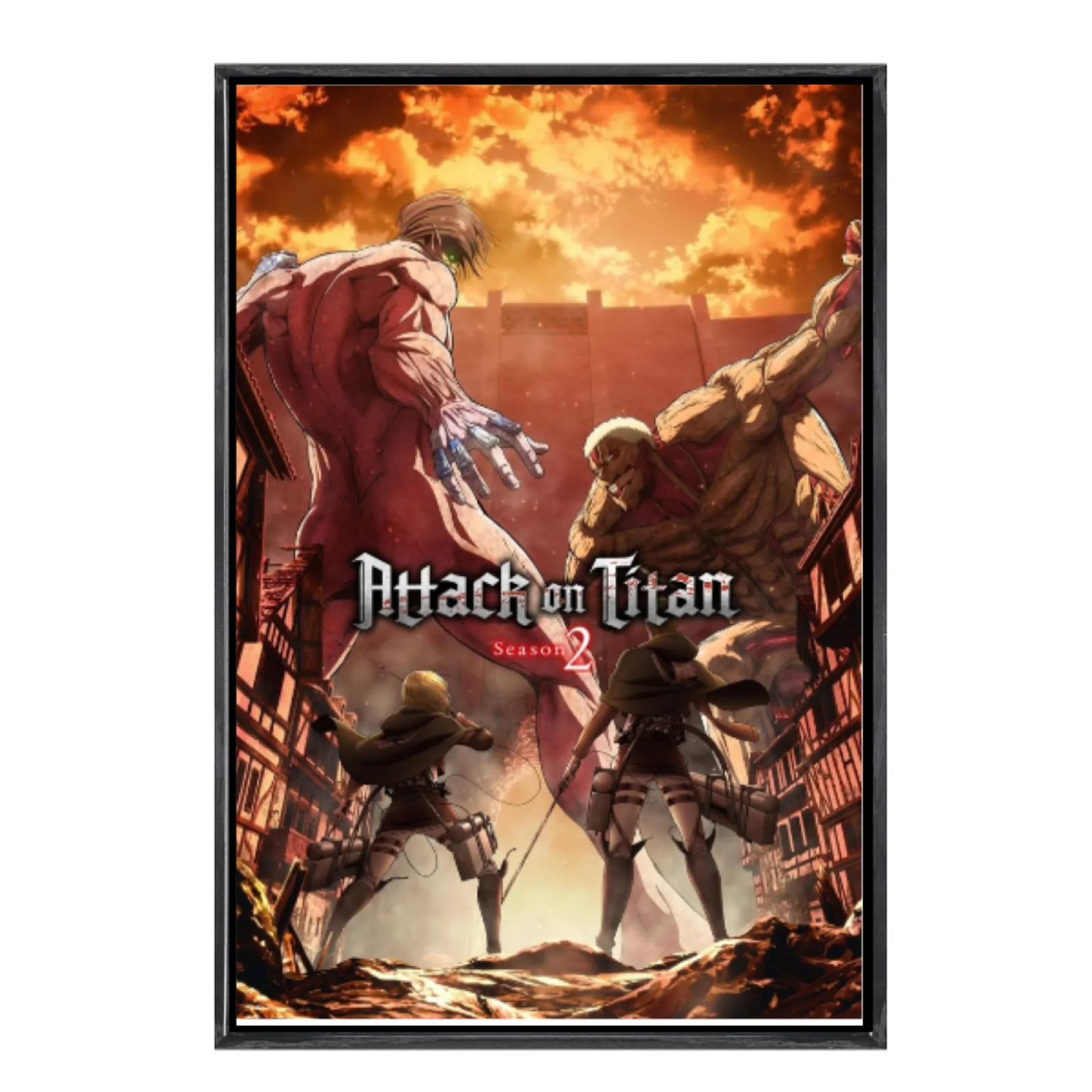Japanese Manga Multi-Size Canvas Poster Double Framed Wall Art,Attack on Titan Home Decor for Living Room Bedroom