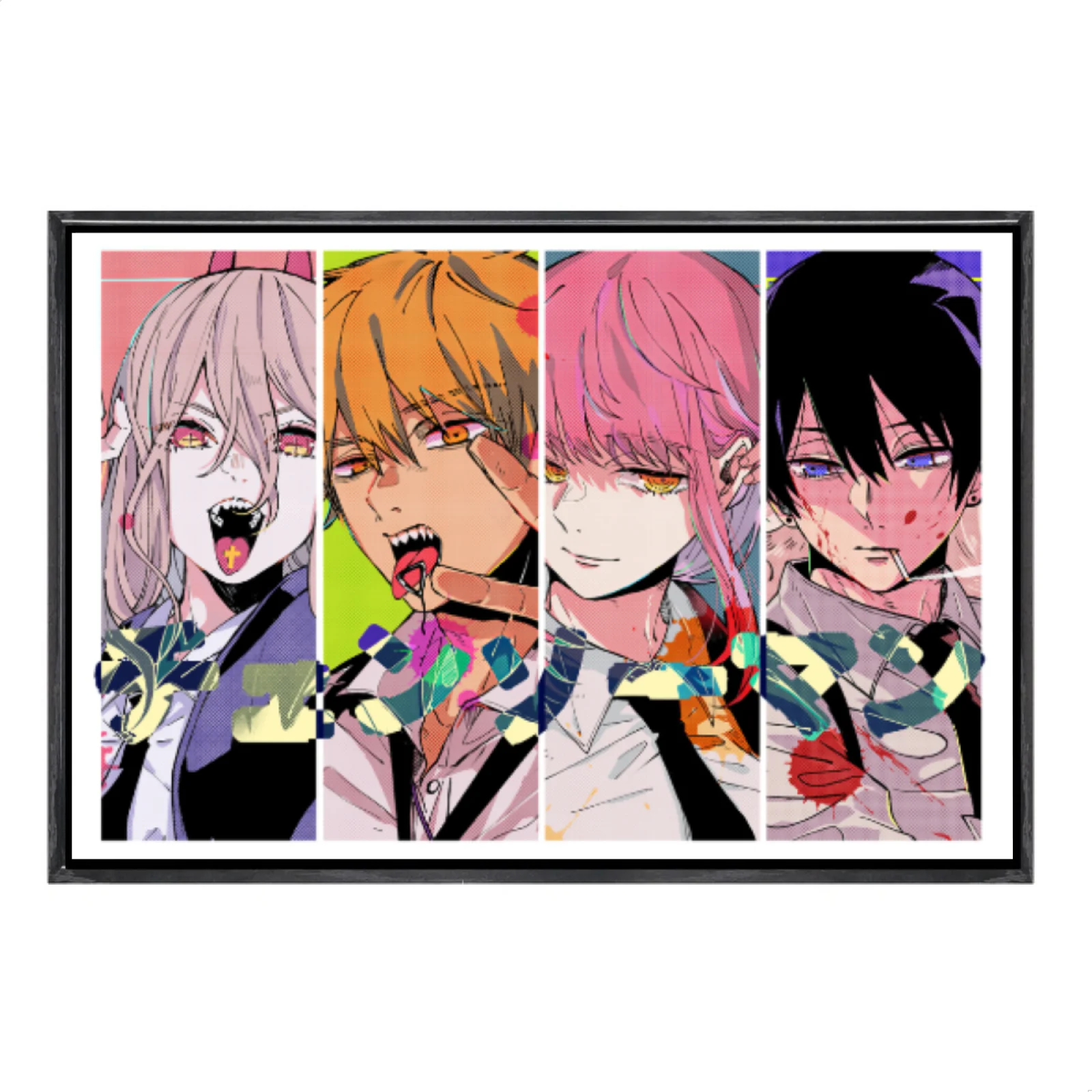 Japanese Manga Multi-Size Canvas Poster Double Framed Wall Art, Chainsaw Man Home Decor for Living Room Bedroom