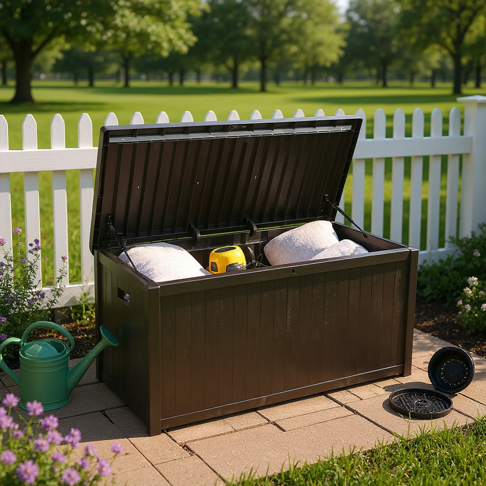 Large Outside Storage Box Container Lockable Organization and Storage Box Waterproof for Furniture Outdoor Cushions Garden Tools