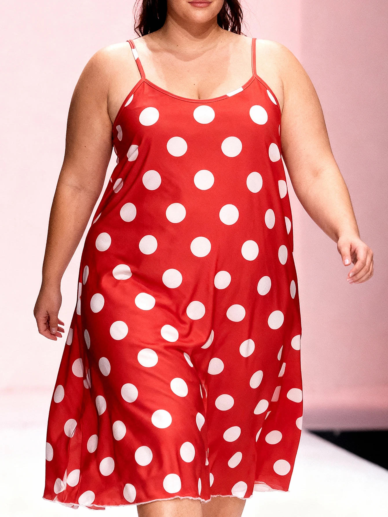 Women's Plus Size Vintage Polka Dot Nightgown Strappy Slip Dress Ruffle Hem Soft Comfy Spring Summer Sleepwear