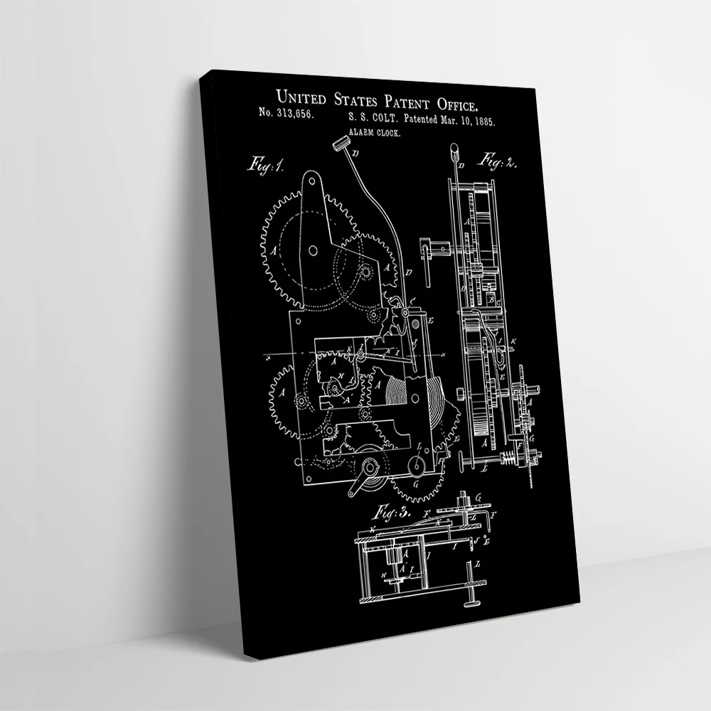 Alarm Clock Patent Poster Customizable Printed Canvas Painting for Pictures Wall Art Home Decoration Luxury Interior Accessories