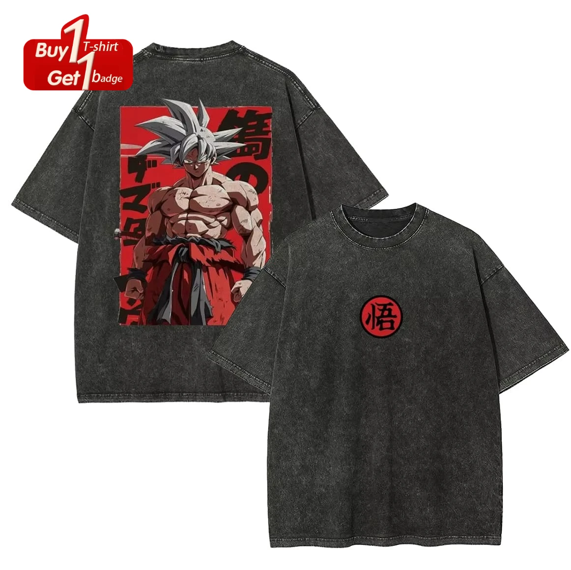 Dragon Ball Majin Goku Graphic T-shirt Man Summer Y2k Clothes Vintage Washed Oversized Short Sleeved Tee Casual Gym Clothing Top