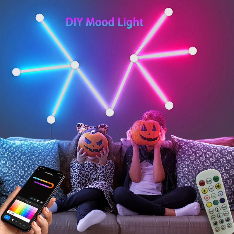 Smart RGB Wall Lamp, Bluetooth APP Connection LED Light Bar for Music Party, DIY TV Backlight Ambient Decoration in Bedroom Game