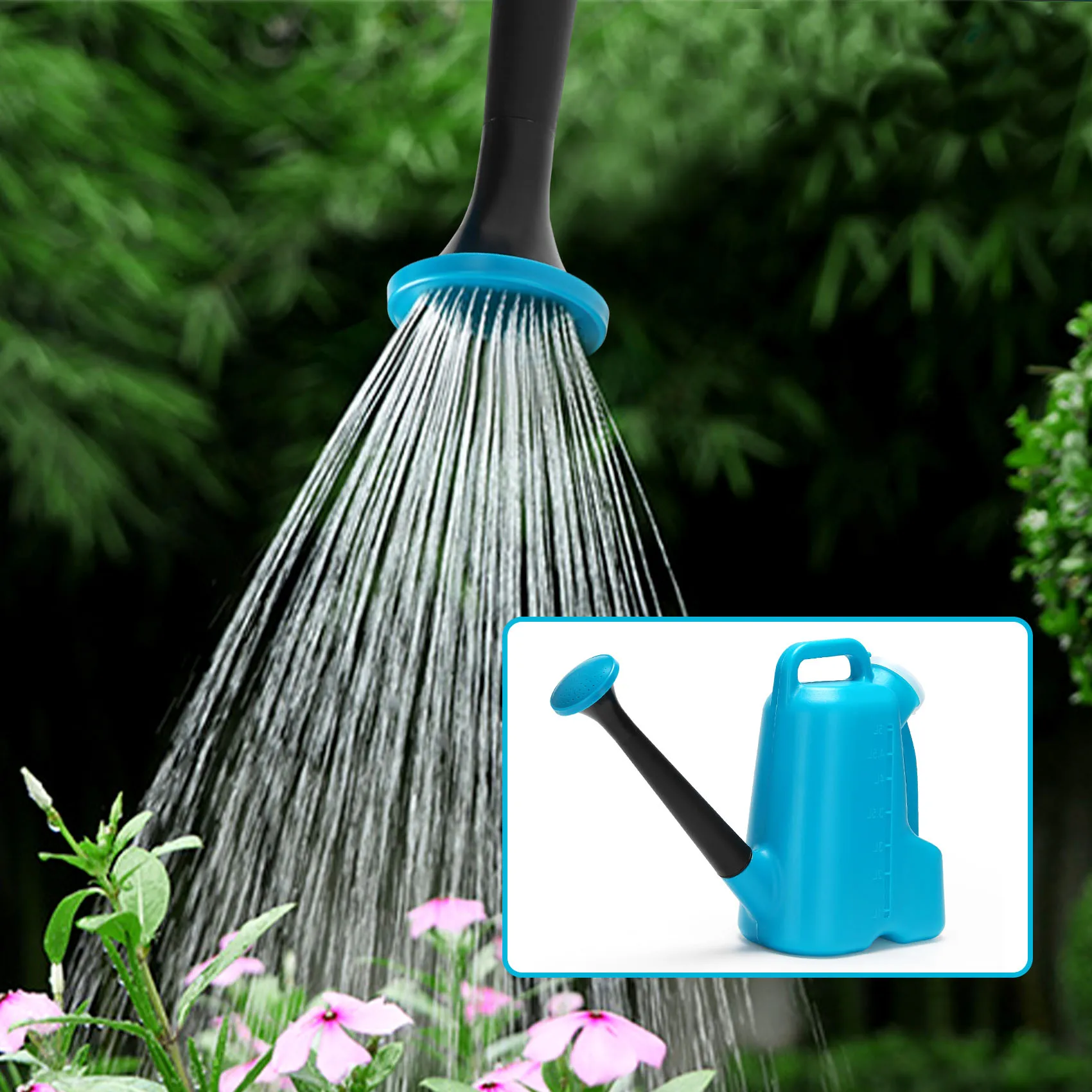 A71Z 5L Garden Watering Can Green Wash Watering Cans, Watering Can with Sprinkler Head for Outdoor Plant Watering