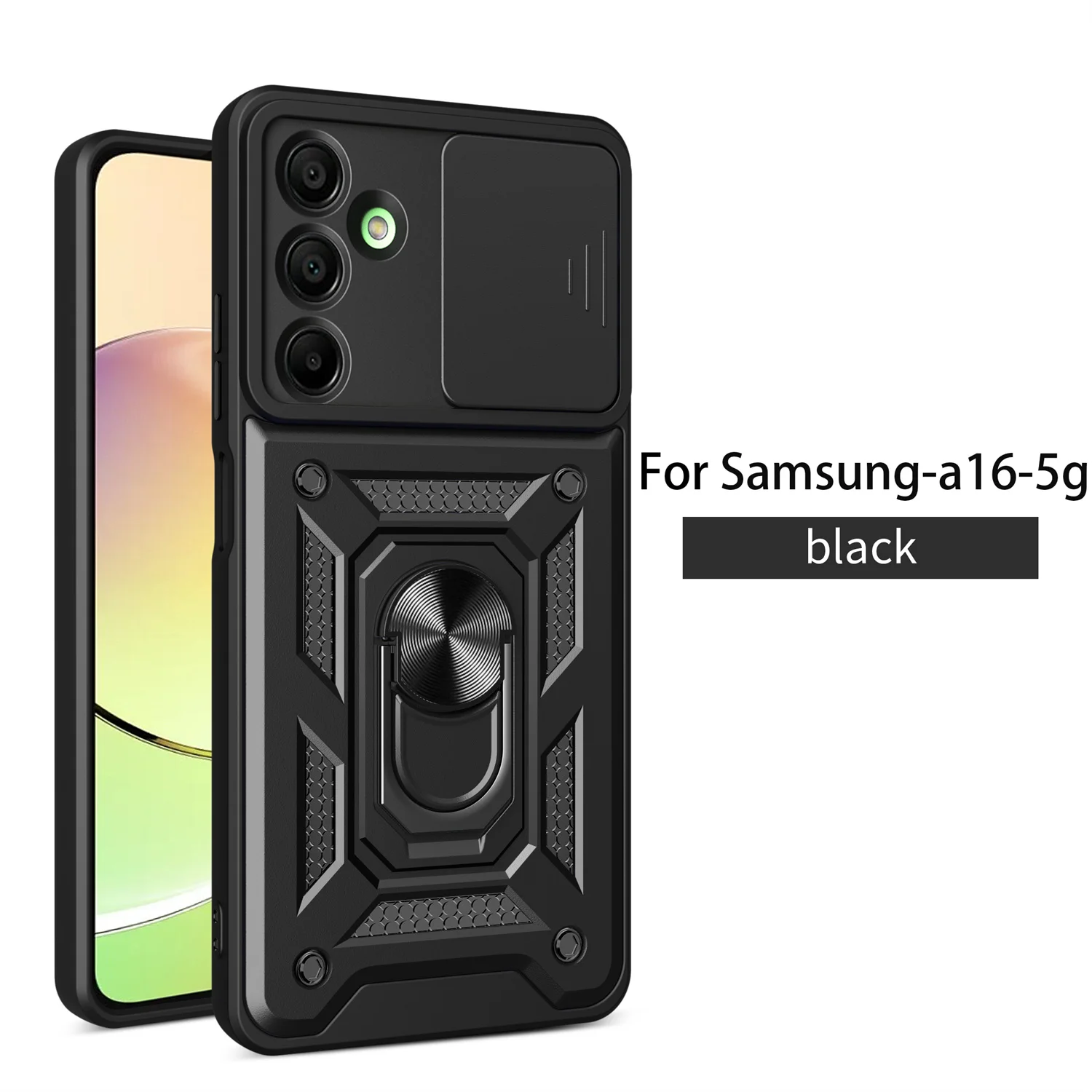 for a16 5G Shockproof Armor Phone Cases For Samsung Galaxy A16 Case Magnetic Ring Stand Holder Back Cover