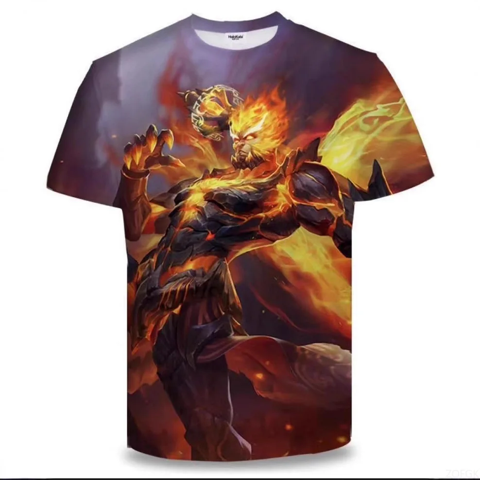 King of Glory Game 3D Digital Printed T-shirt Men's Short Sleeved Spring/Summer Top Anime Cartoon Printed T-shirt