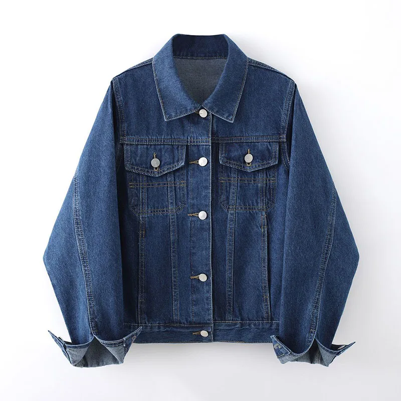2025 Autumn Women's Casual Denim Jacket All-Match Long-Sleeved Single-Breasted Jeans Coat Female Loose Button Pocket Outwear