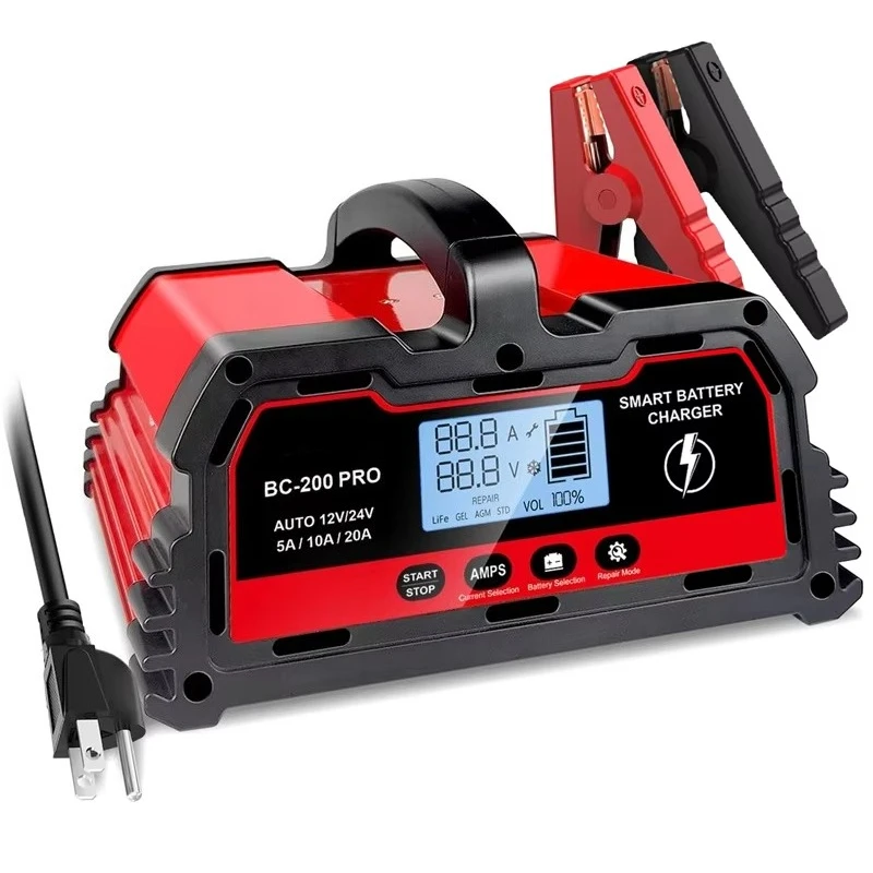 20A Smart Fast Battery Charger for 12V and 24V Lead Acid and Lithium Batteries Winter Discharge Prevention