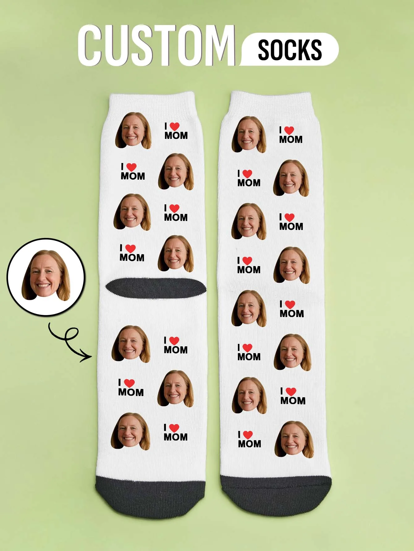 Custom Photo Socks Mothers Day Personalized Mom Socks Family Picture Printed Socks Two Sizes Available Gift for Mom