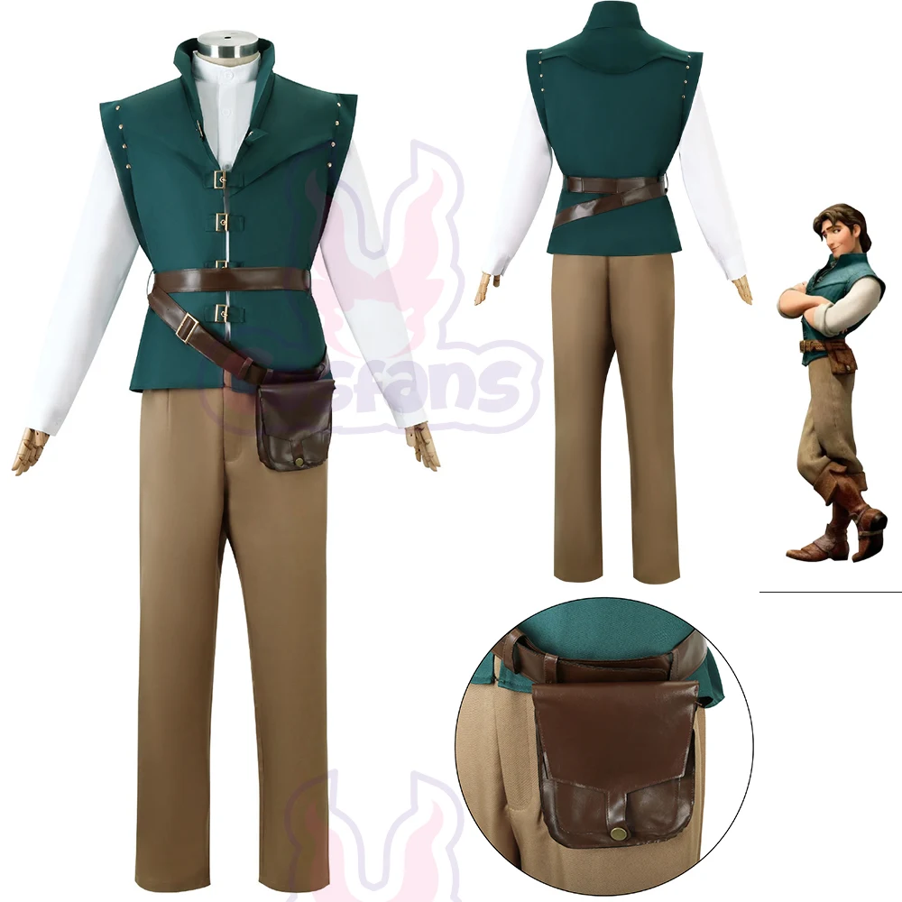 Flynn Rider Fairy Tale Tangled Rapunzel Cosplay Costume Adult Kids Carnival Uniform Halloween Party Anime Performance Outfit