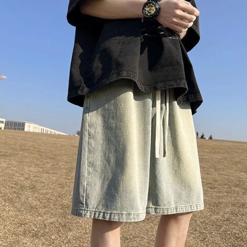 Half Baggy Straight Man Denim Shorts Summer Designer Popular Xxxl Jorts Harajuku Korean Fashion Y2k Short Jeans Pants for Men