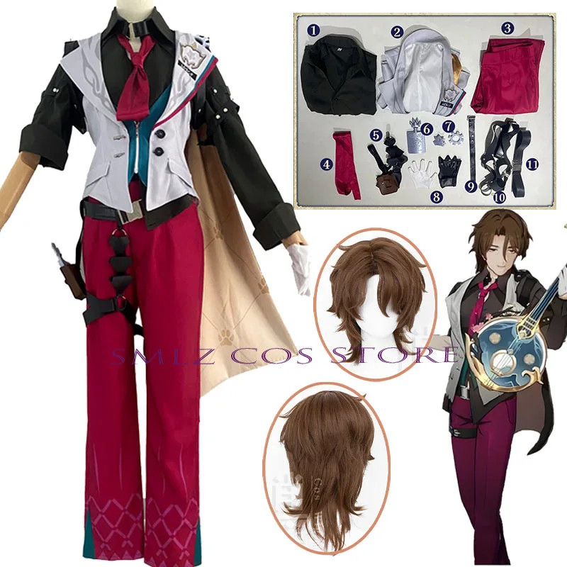 Gallagher Cosplay Honkai Star Rail Costume Man Security Officer Gallagher Uniform Wig Game Suit Halloween Party Outfits for Men