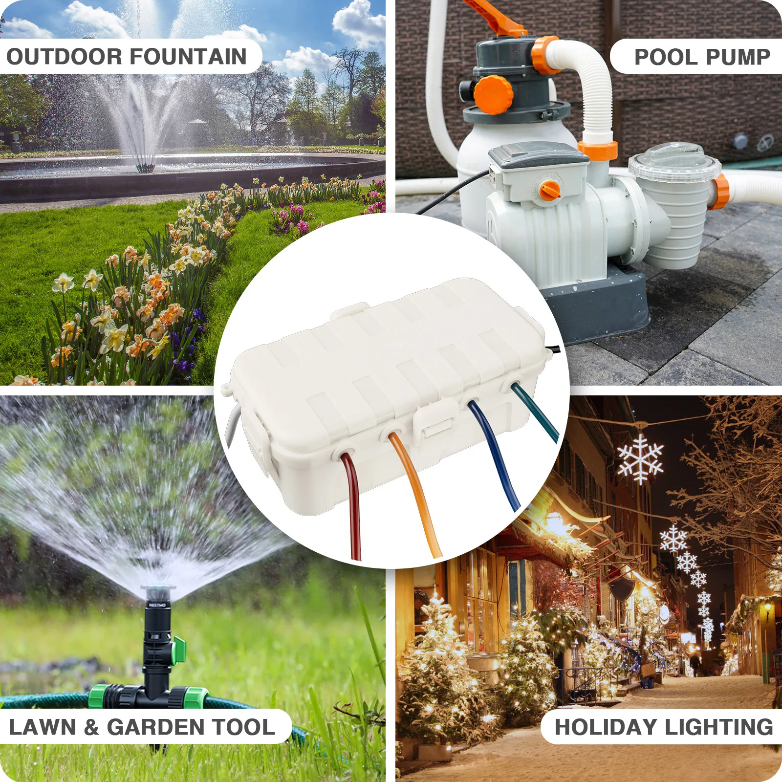 Medium Weatherproof Cable Box Outdoor IP54 Weatherproof Electrical Coverfor Extension Cable Power Strip Angle Plug Garden Tools