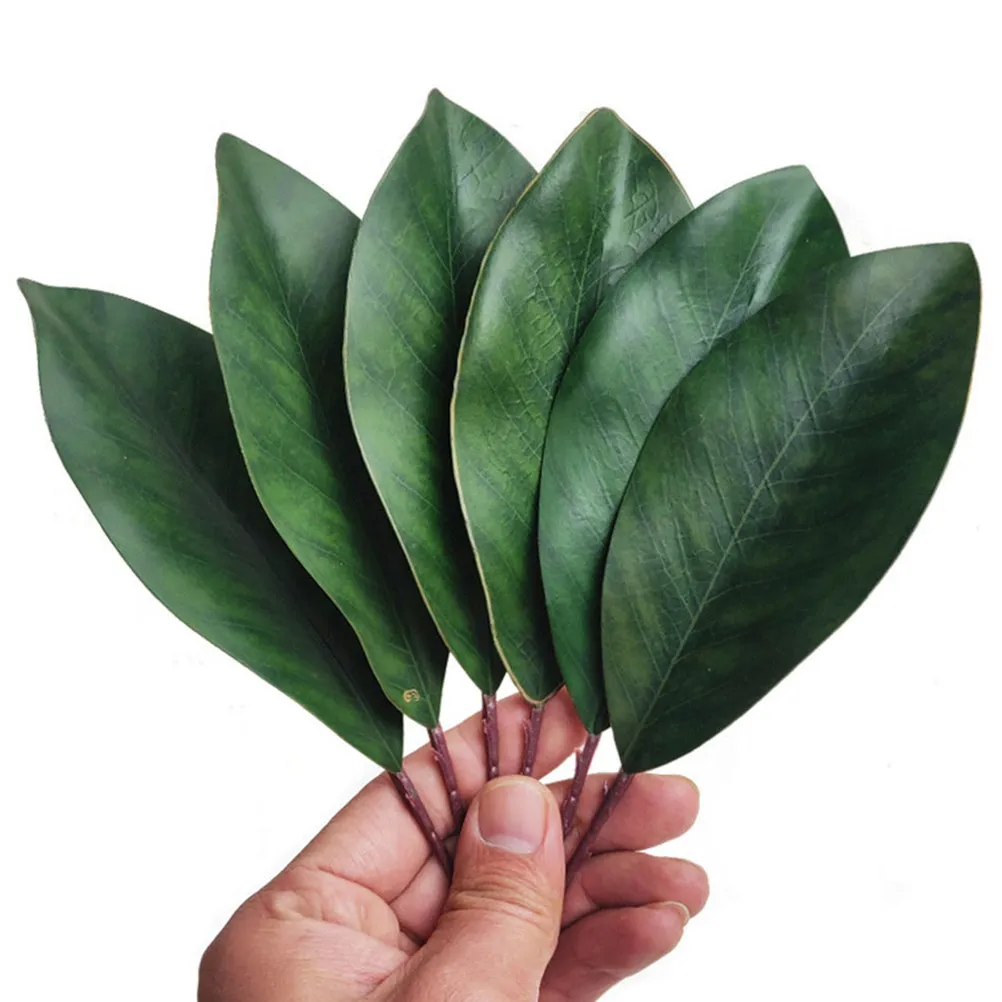 10Pcs Realistic Artificial Plant Leaves Simulation Greenery Decor for Room Home Office Wedding Party Faux Magnolia Leaf Branches
