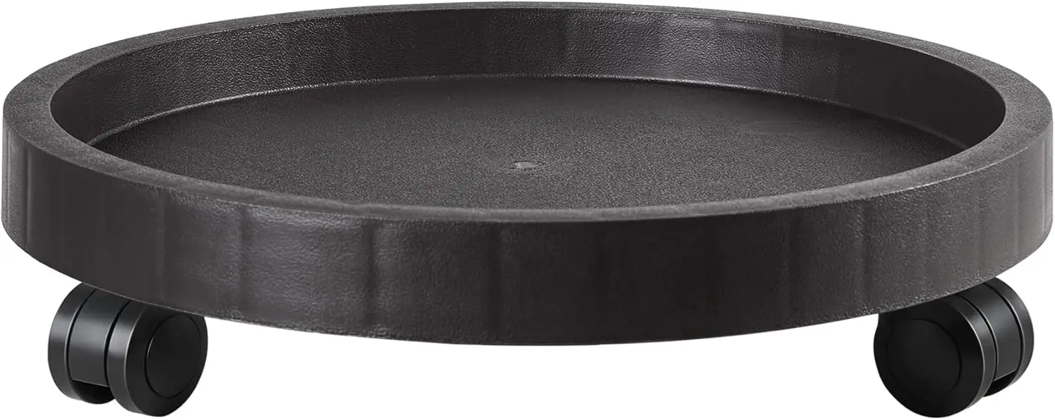 14.2 Inch Rolling Plant Caddy with Wheels, Heavy Duty Stand for Potted Plants, Indoor Outdoor Use