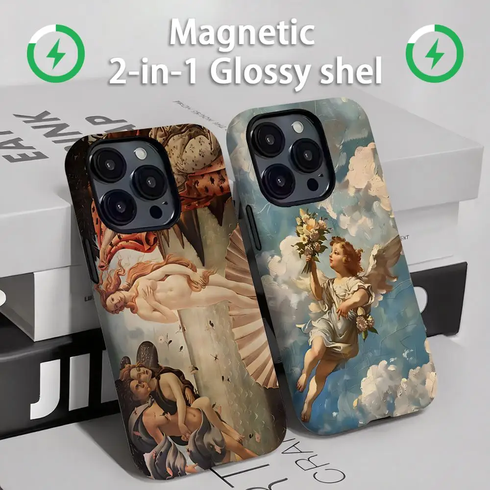 Renaissance Art Paintings Phone Case Magnetic 2-in-1 Glossy shell For iPhone 16e 16 15 14 13 12 11 Pro Max Plus mini XS