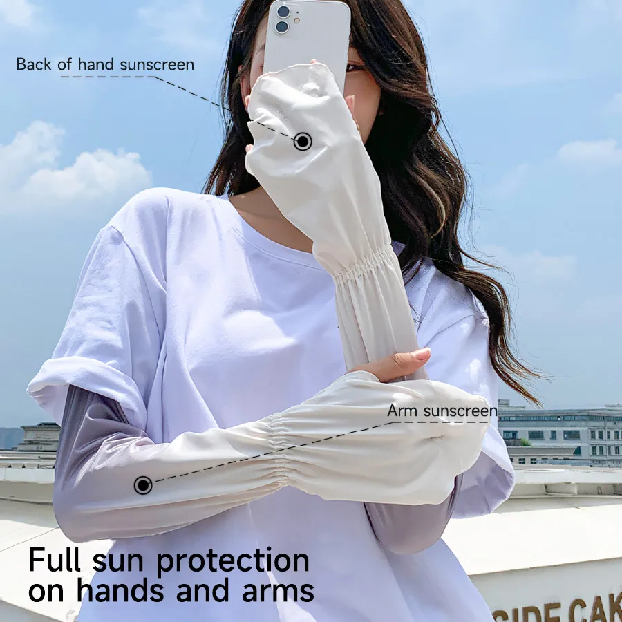 Driving Fingerless Sun Sleeves Adjustable Arm Sleeve with Gloves UV Protection Cooling Arm Cover Women's Gardening Outdoor