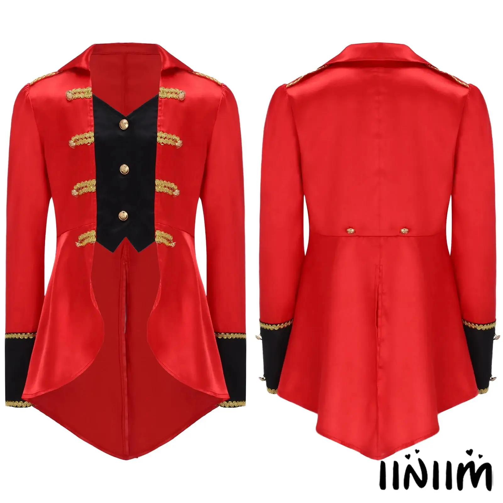 Kids Boy Pirate Captain Cosplay Outfit Long Sleeve Turn Down Collar Tail Top Jacket Halloween Carnival Conjurer Roleplay Costume