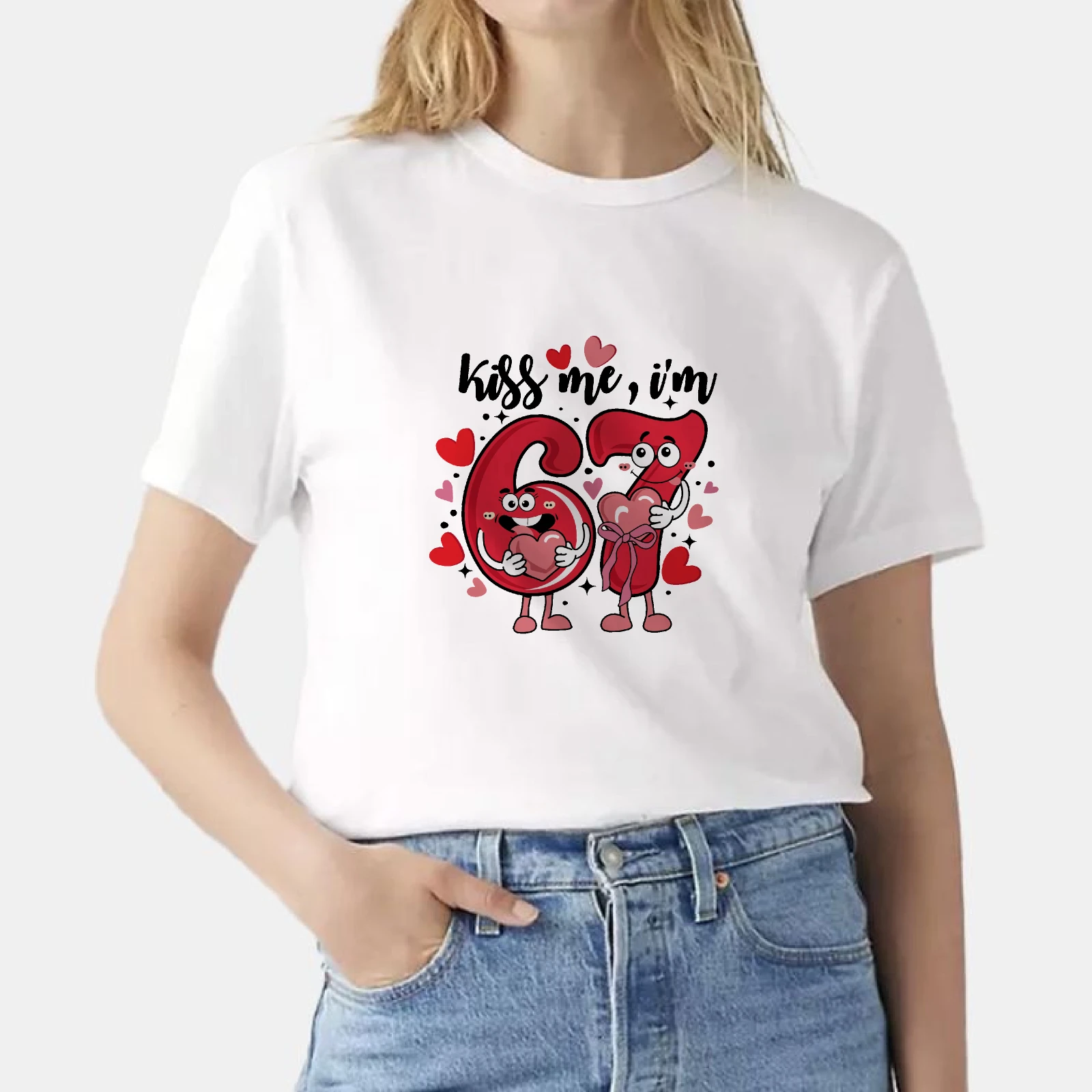 1pc Blouses T-Shirt POP Culture 67 Design Print 100% Cotton Shirt Unisex Personalized Gift for Friend Family Daily Dress