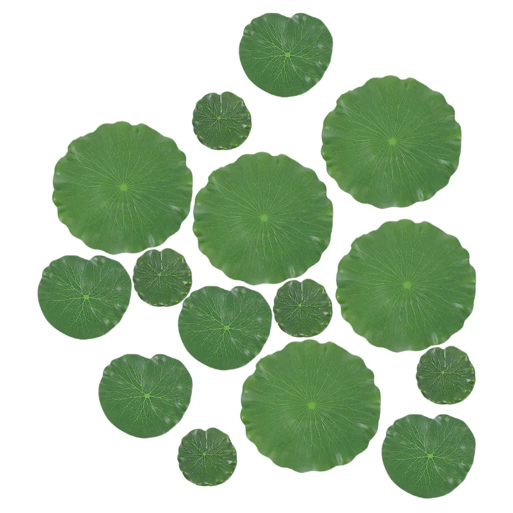 15Pcs Realistic Artificial Lily Pads Floating Leaves Aquarium Pond Decor Fish Tank Safe Water Plants Greenery Fake Lily Pads