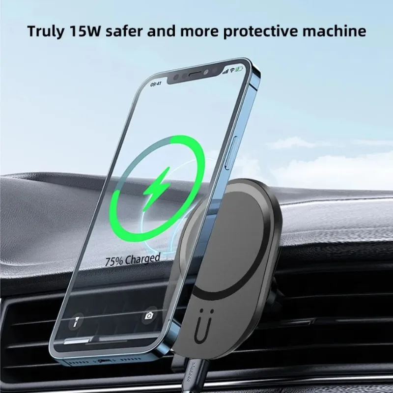 Universal Car Air Outlet Phone Holder Magnetic Wireless Charger Stand For Magsafe iPhone 17~12 Pro Max Fast Charging Travel Dock