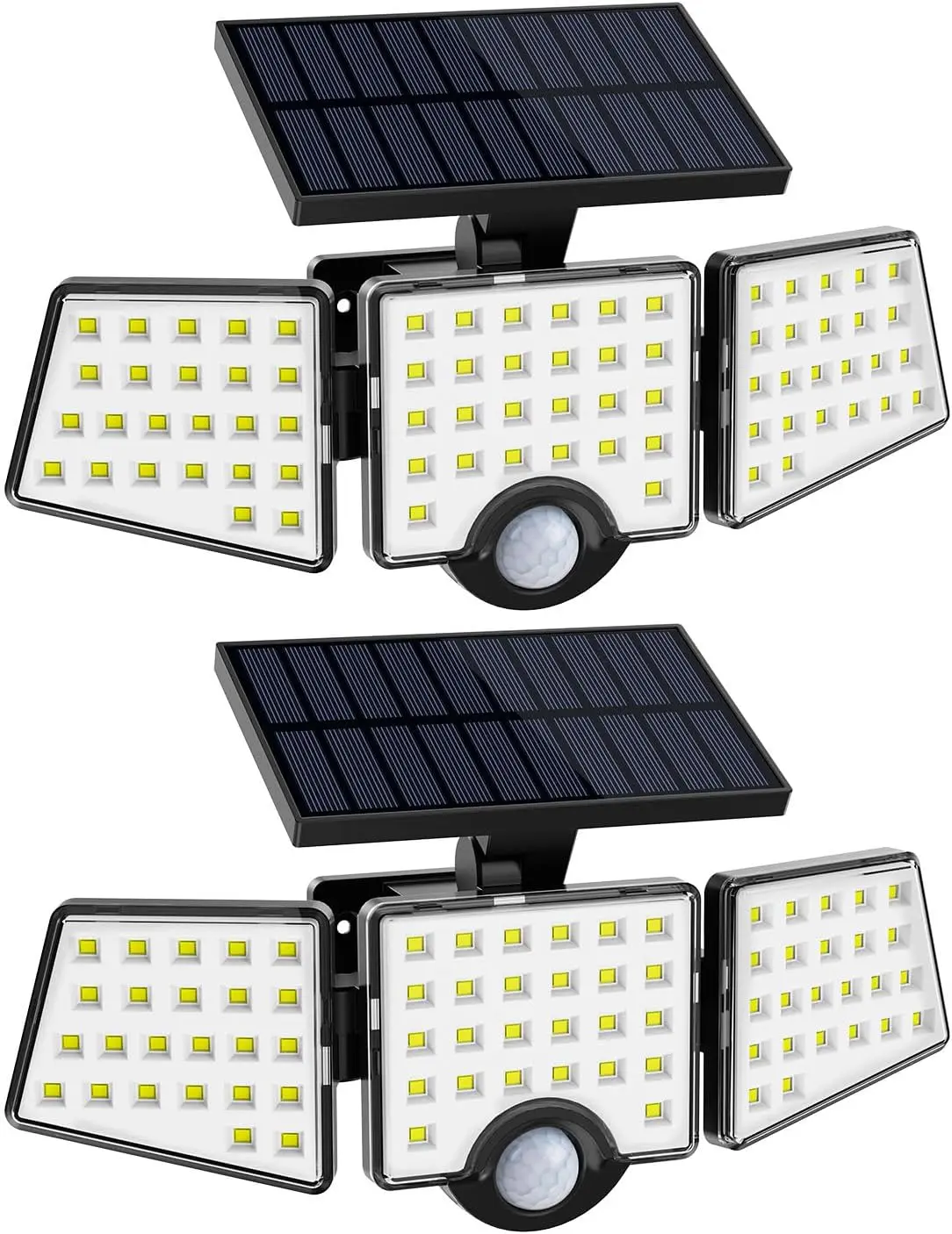 Outdoor Solar Lights with Motion Sensor, 3 Adjustable Heads, IP65 Waterproof, Wireless Wall Lamp for Yard Garage, 2 Packs