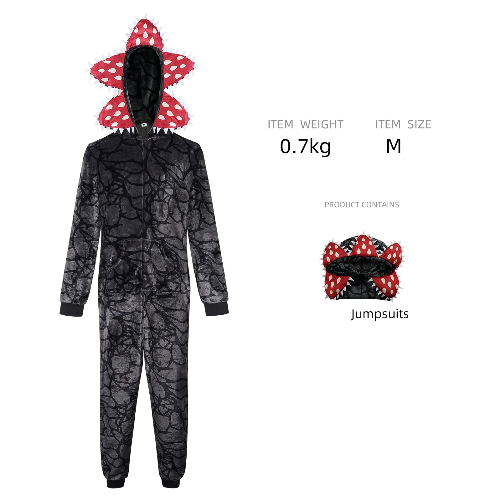 Adult Kids Fall Winter Thicken Cannibal Flower Demogorgon Cosplay Costume Comfortable Flannel Fabric Pajamas Halloween Suit