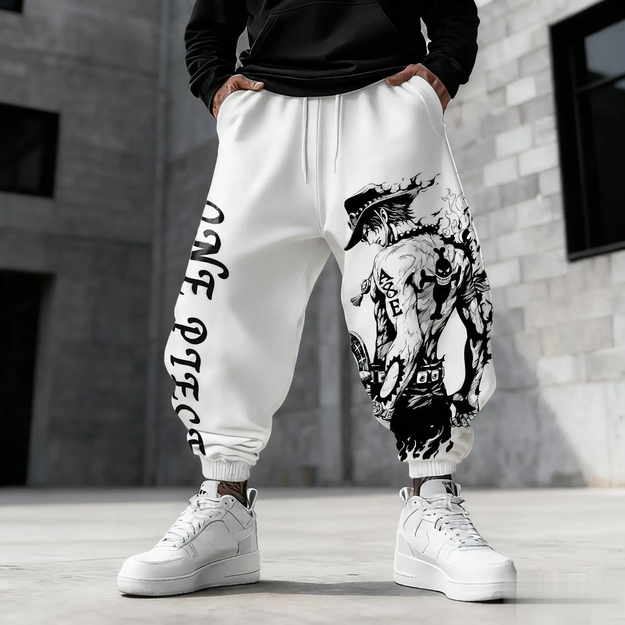 One Piece Luffy Mens Sweatpants Gym Sports Pants Anime Print Loose Casual New Autumn Winter Fashion Y2k Clothes Hip Hop Trousers