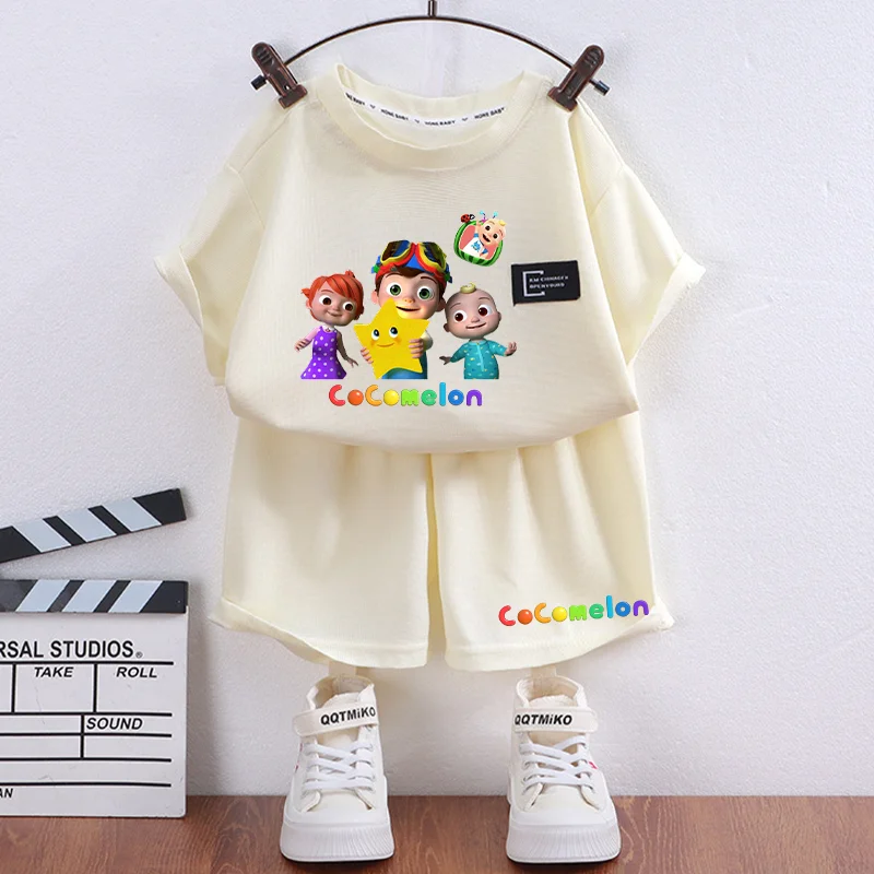 Cocomelons Boys Girls T-shirts and Shorts Set Kids Summer Pajamas Children Fashion Loungewear Cartoon Anime Pattern T Shirt Gift