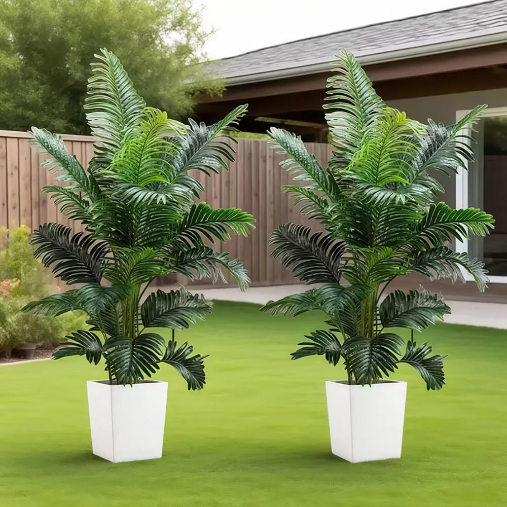 35-inch artificial giant palm tree plant; 2 pieces lifelike green leaves; no maintenance required; indoor and outdoor decoration