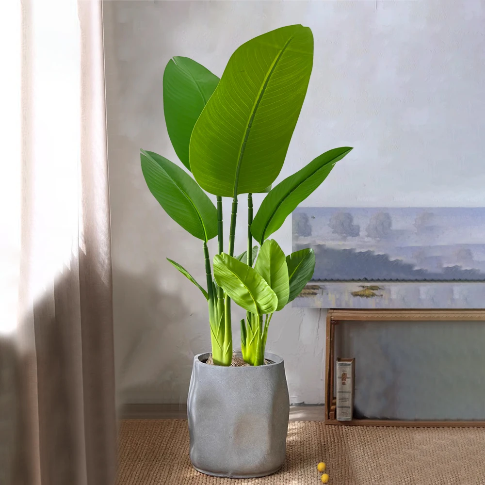 37/77cm Fake Plant Artificial Banana Tree Tropical Traveller Palm Tree Branches Plastic Musa Leaves For Home Office Garden Decor