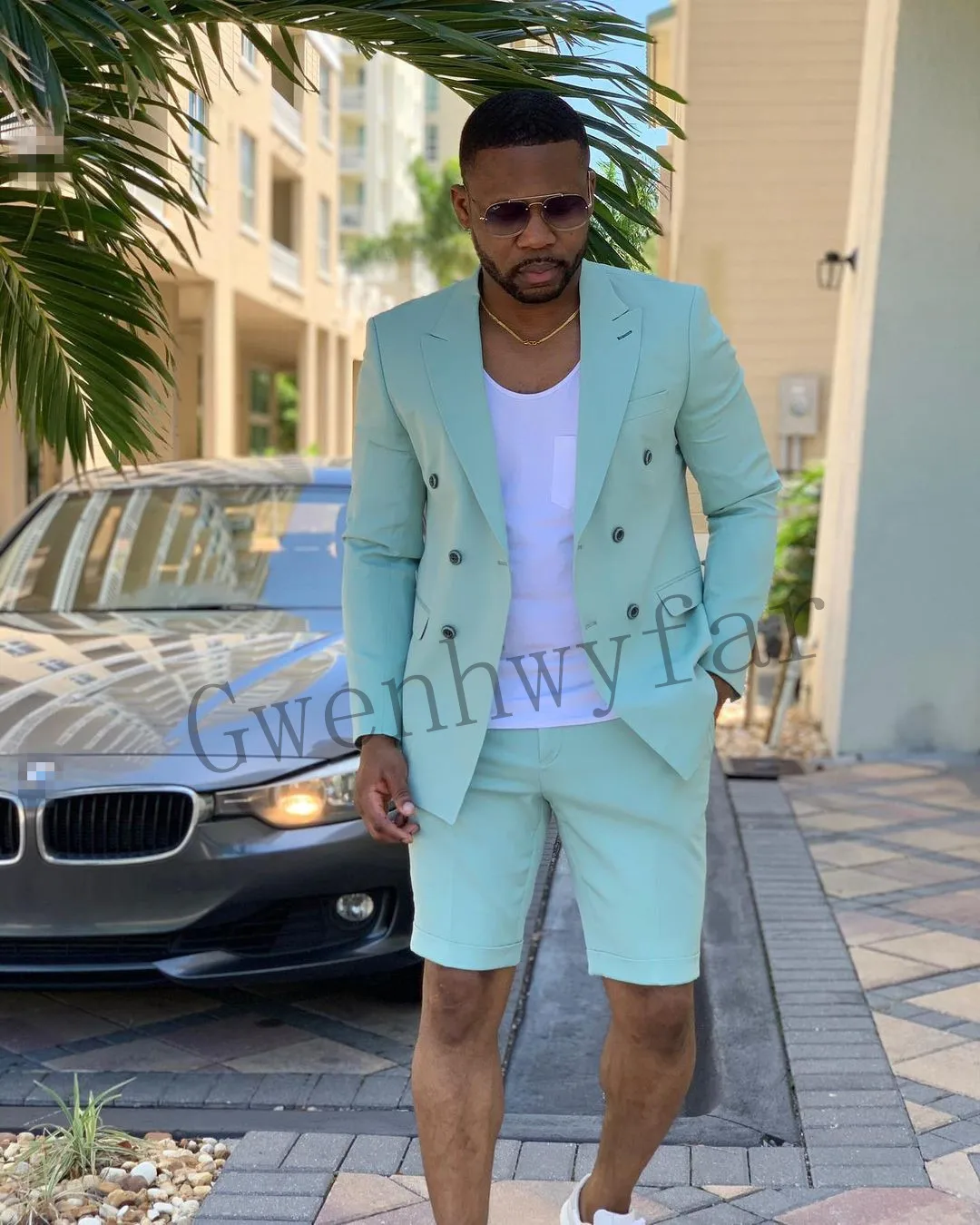 Gwenhwyfar Gentleman 2 Pieces Mens Tuxedos Business Short Pants Suit Tailored Prom Party Wedding Custom Made Suits