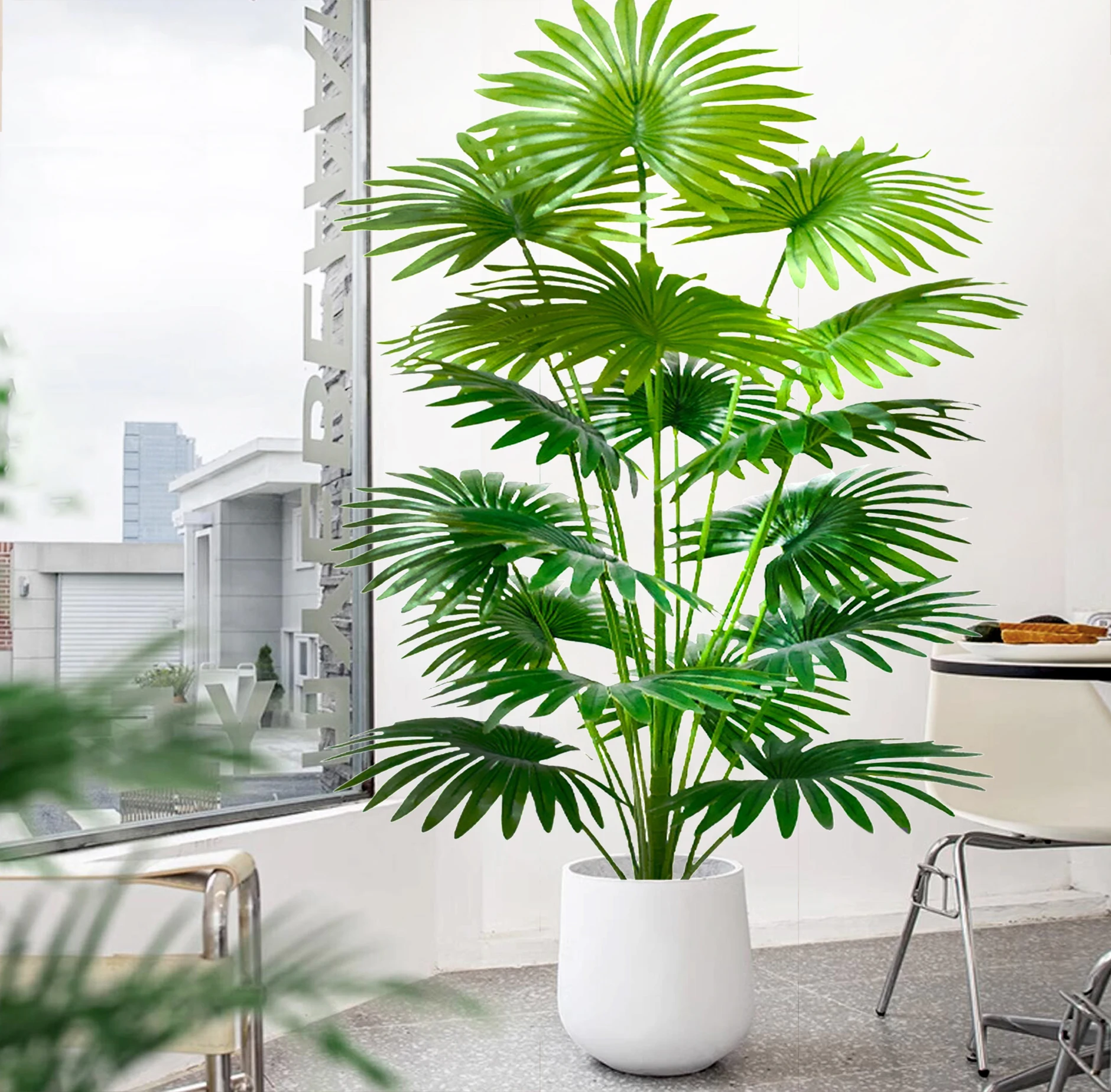 55-105cm/41.33in Artificial fan leaf tropical plant large fake palm office home holiday decoration