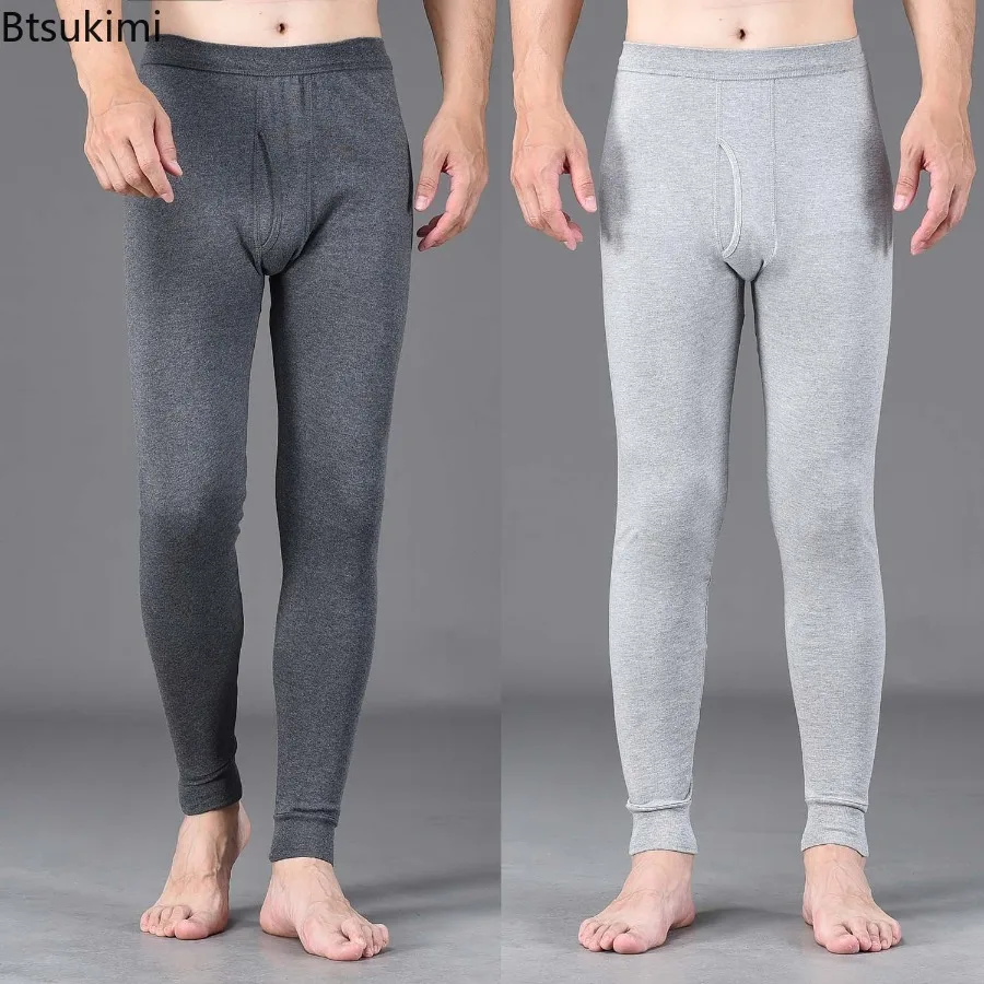 100% Pure Cotton Men's Thermal Underwear Bottoms Soft and Comfortable Solid Color Men Warm Underwear Legging Winter Long Johns
