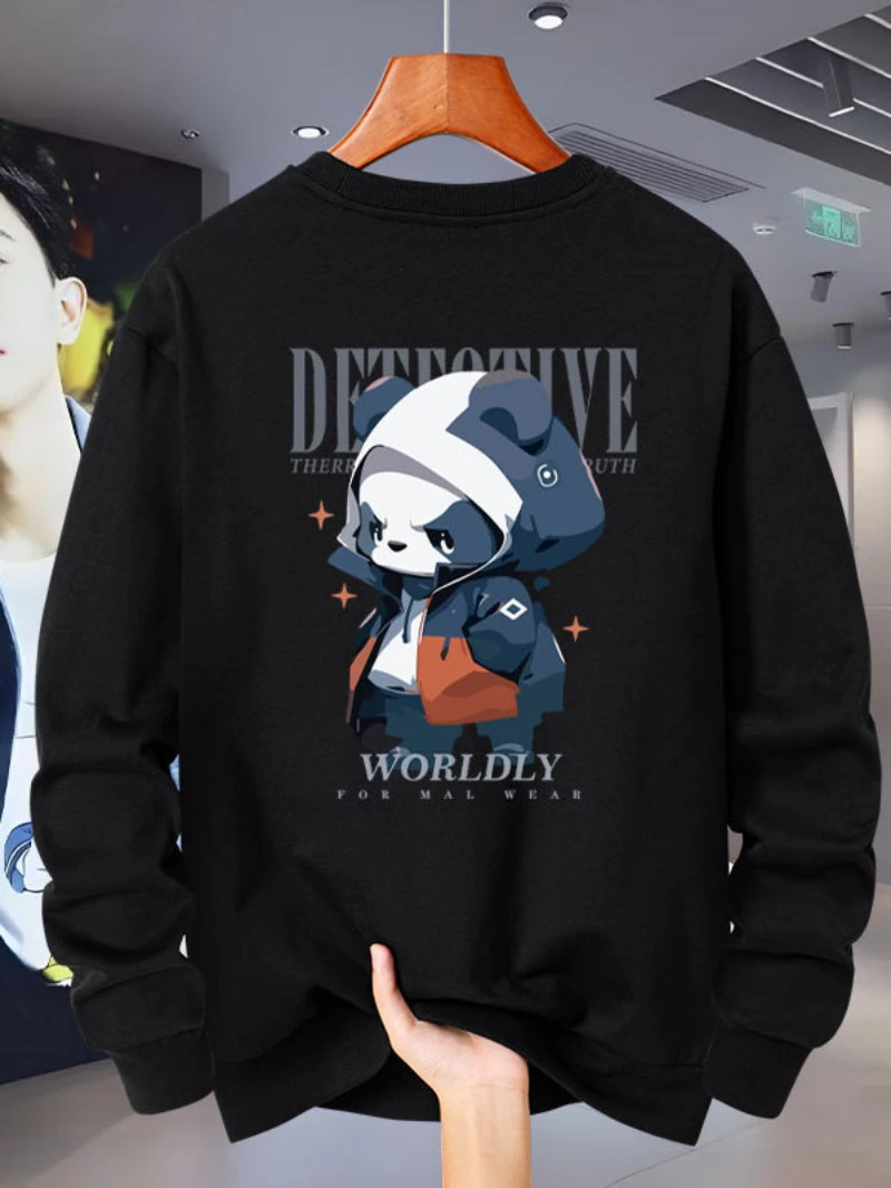 Trendy Brand Panda Pattern Print Autumn and Winter Round-neck Hoodie High-end Luxury Is for Both Men and Women Top Y2k