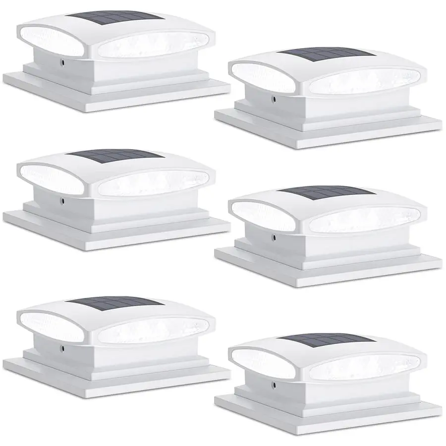 Solar Post Cap Lights Outdoor, 2 Modes 24 LED Solar Powered Fence Deck Light for 4x4 5x5 6x6 Posts Garden Patio Decoration Warm