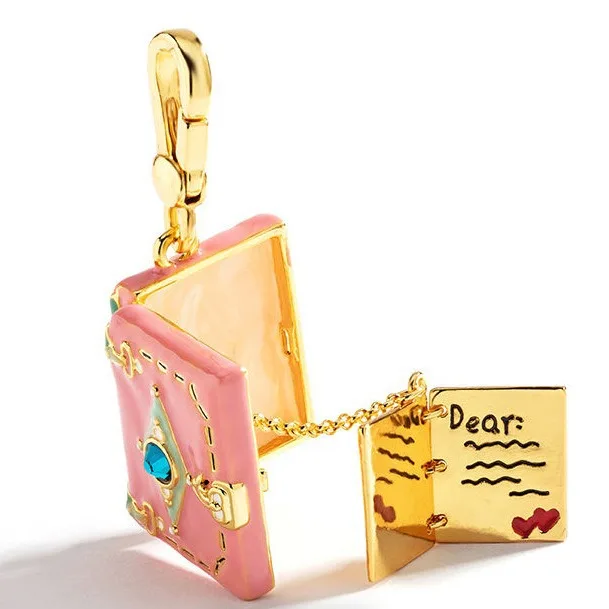 Pink Girl Heart Love Letter Notebook Can Open Pendant Necklace Luxury Cute Pendant Joker Niche Sweater Chain