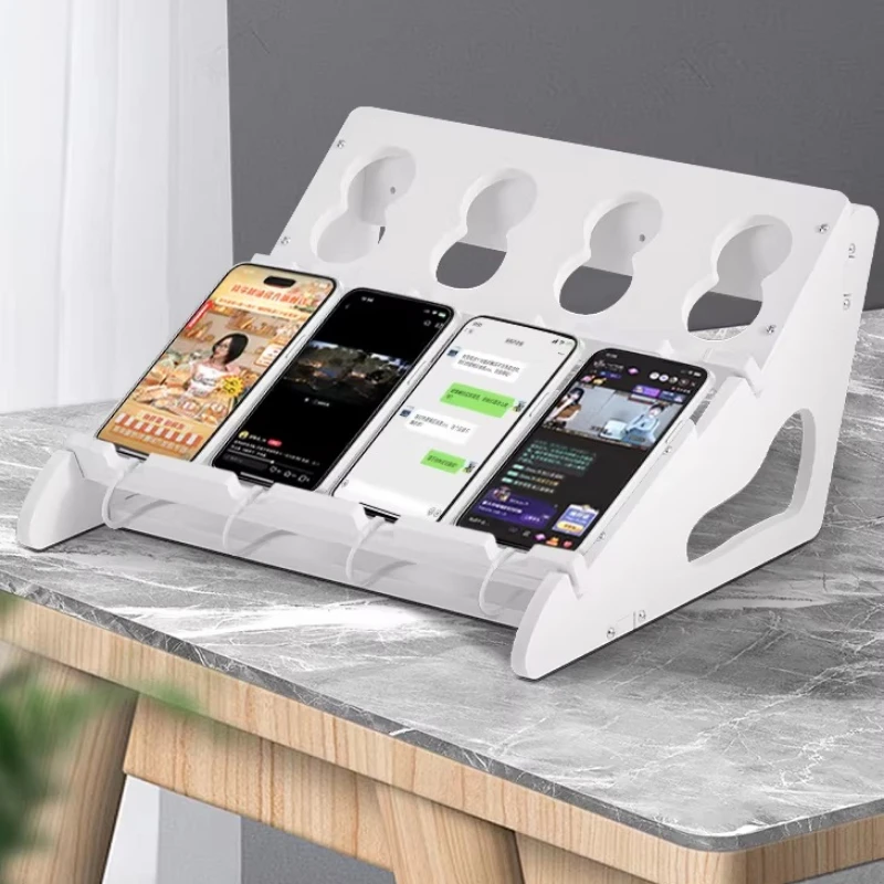 Multi-Device Charging Station 6-Slot Phone Organizer Stand Multi-Port Fast Charging Dock & Heat Dissipation Rack for Smartphones