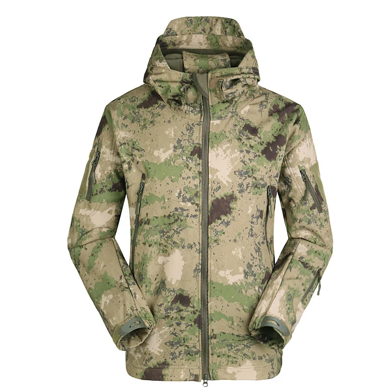 Tactical Tom Men's Outdoor Adventure Camouflage Set: Shark Skin Soft Shell Jacket, Waterproof, Windproof, Suitable for Hiking