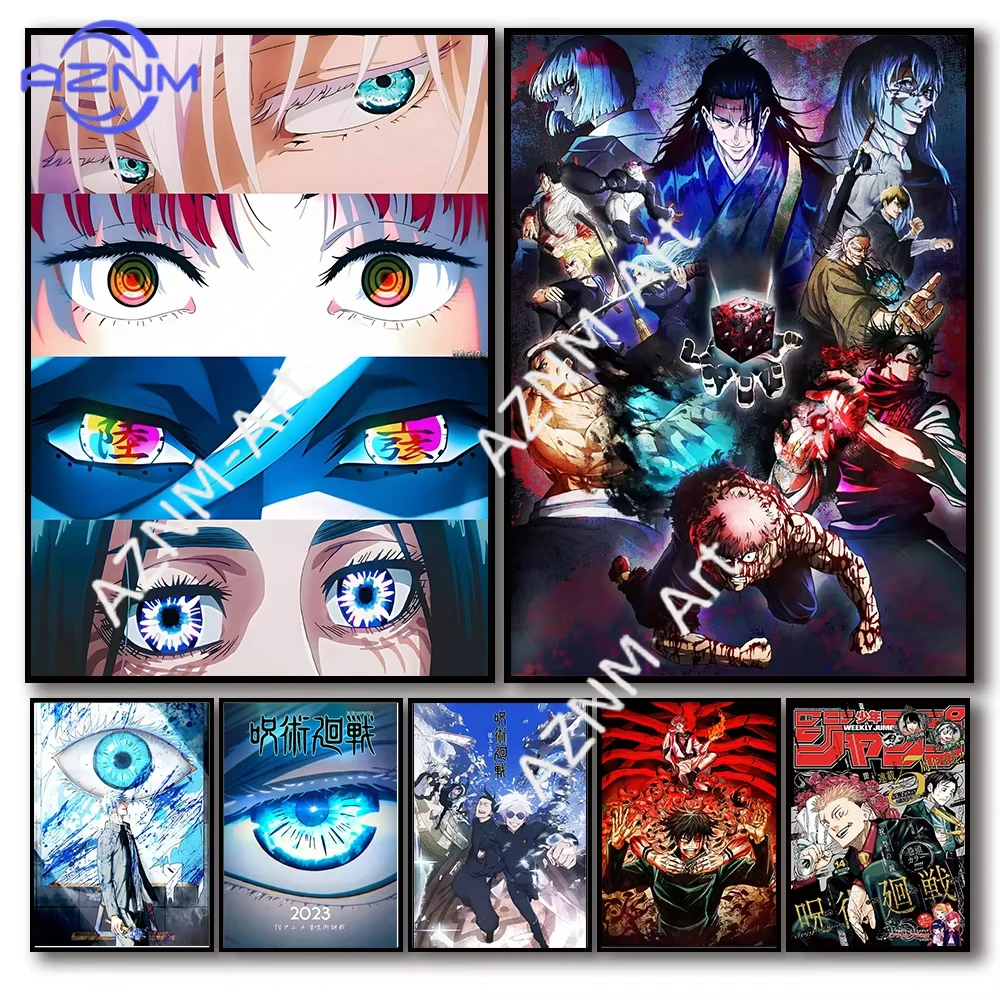 1Pc Pop Anime Jujutsu Kaisen Poster Aesthetic Set Gojo Eyes sukuna Manga Canvas Print Wall Art Home Kids Kawaii Room Decor Gift