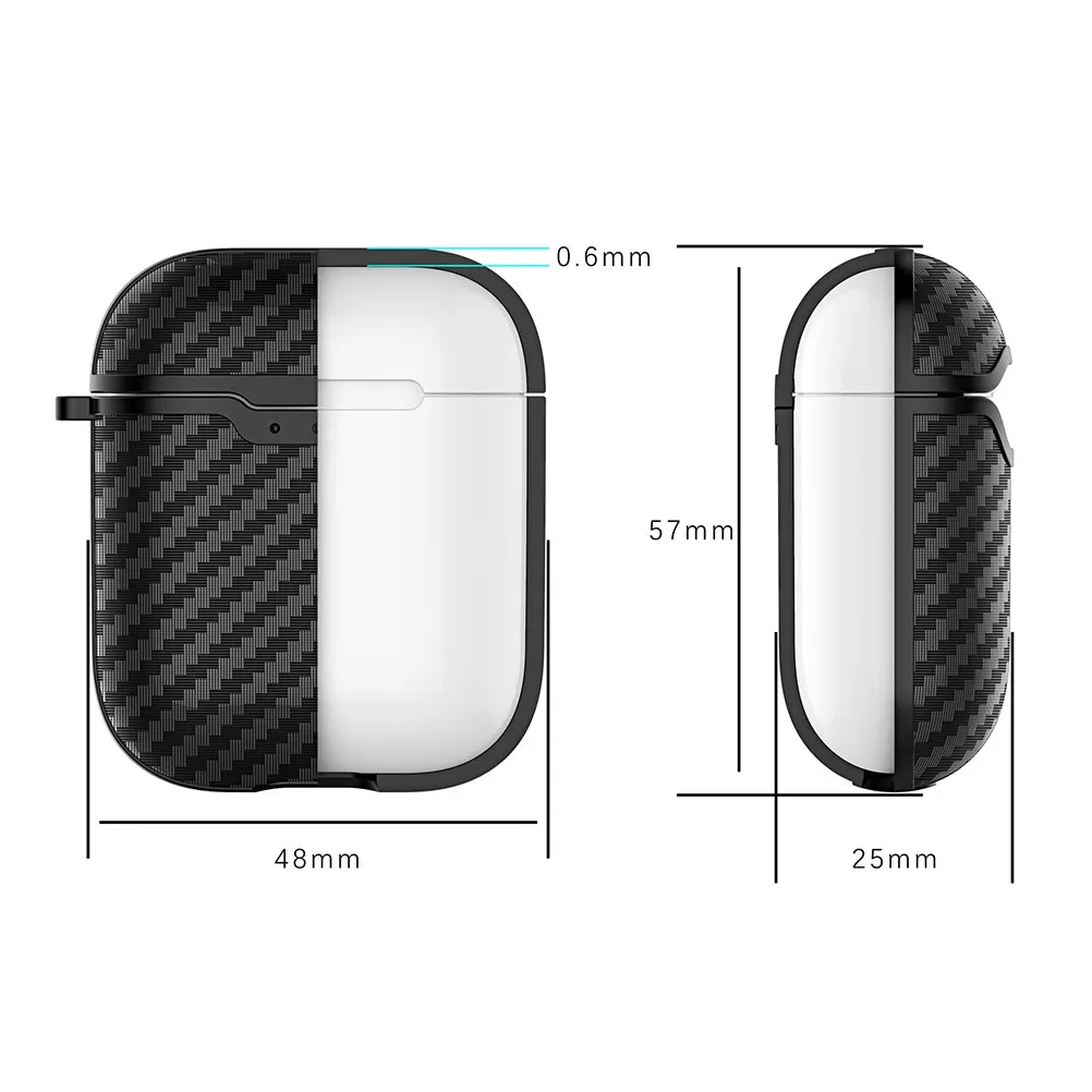 Carbon Fiber Earphone Protective Case Black Premium Tpu Shockproof Scratchproof Protective Cover for Wireless Earbuds Storage