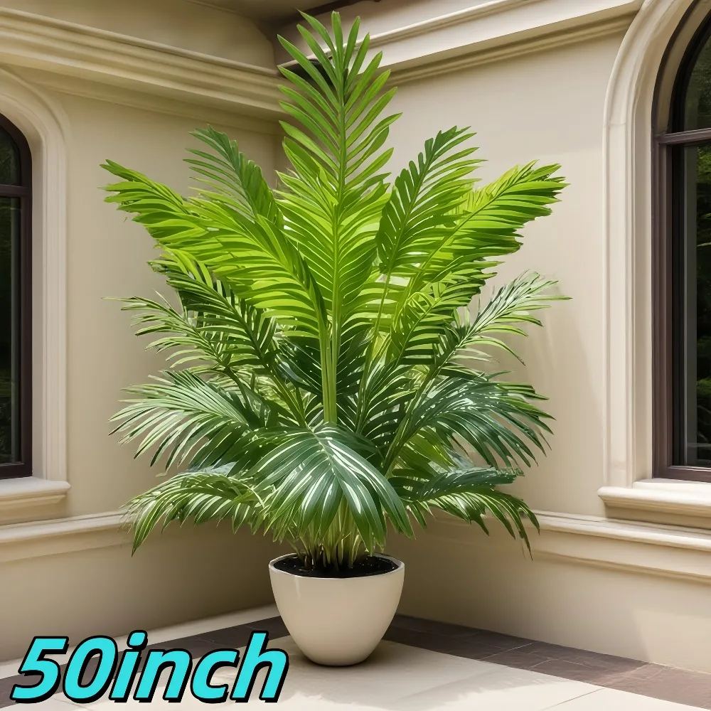 50-Inch Giant Artificial Palm Tree Realistic Full Lush Greenery Indoor Outdoor All-Season Decor for Home Office Wedding Party