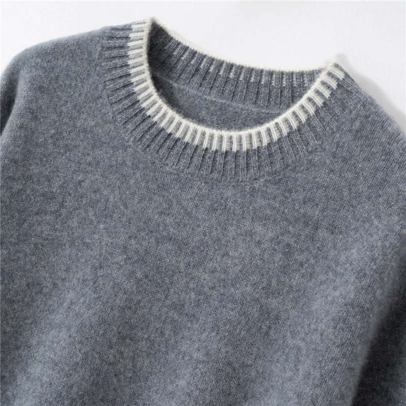 ADDONEE Women's 100% Cashmere Sweater O-neck Pullover Luxury Simple Style Cashmere Knitwear Autumn Winter Female Clothes Tops