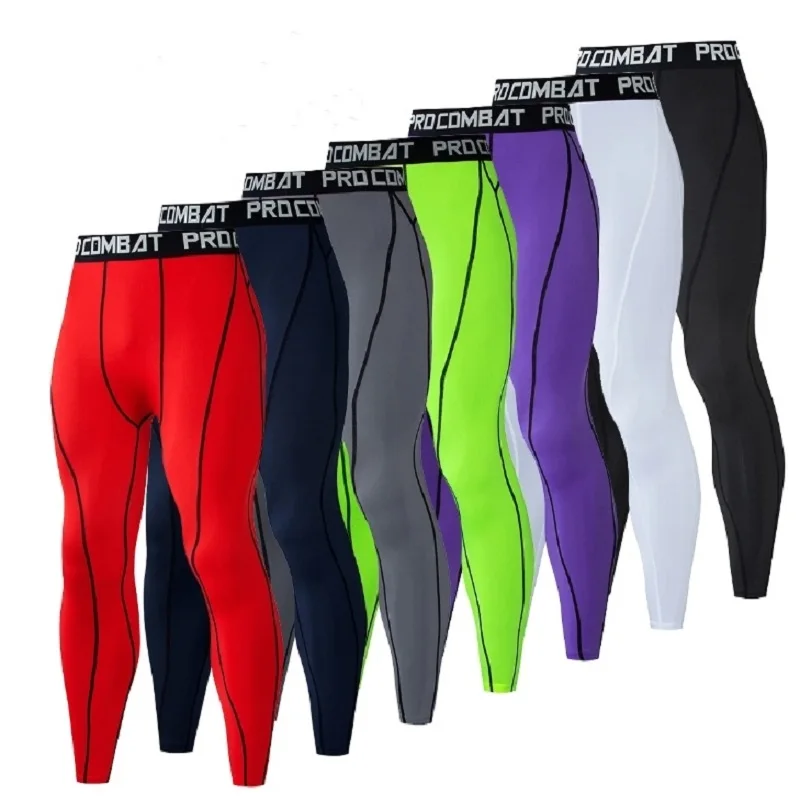 Men Compression Base Layer Running Tight Shorts Sport 3/4 Cropped Pant Leggings Gym Basketball Fitness Exercise Cycling Trousers