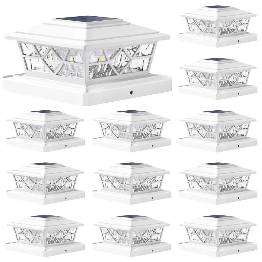 Solar Post Lights Outdoor 12 Pack, 2 Modes LED, Deck Fence Post Solar Lights for 3.5x3.5 4x4 5x5 5.5x5.5 Caps Patio Garden Decor