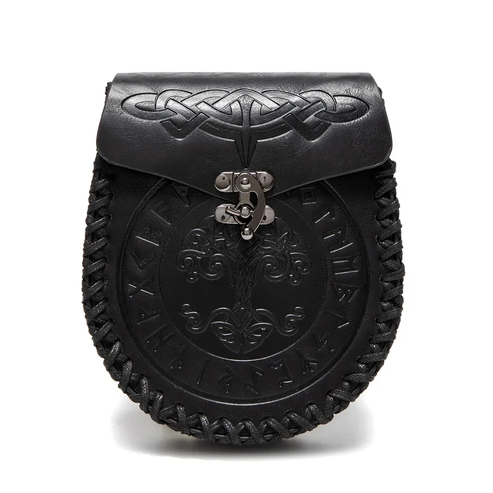 Men's Vintage Medieval Viking Belt Bag Money Pouch Bag Helloween Viking Knight Men Women Leather Drawstring Bag Coin Purse