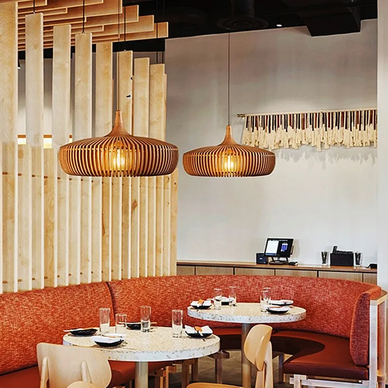 Clava Dine Log Wood Pendant Lamp Birdcage Denmark Designer Lamp For Dining Room Study Living Room Table Decoration Loft Lamp