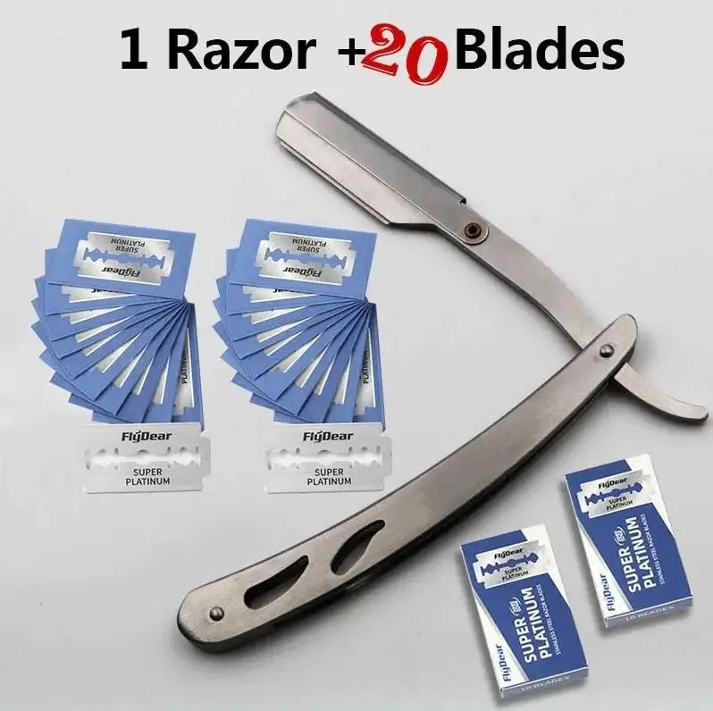 Salon barber razor manual shaver straight edge stainless steel sharp cutter holder folding shaving beard barbershop supplies