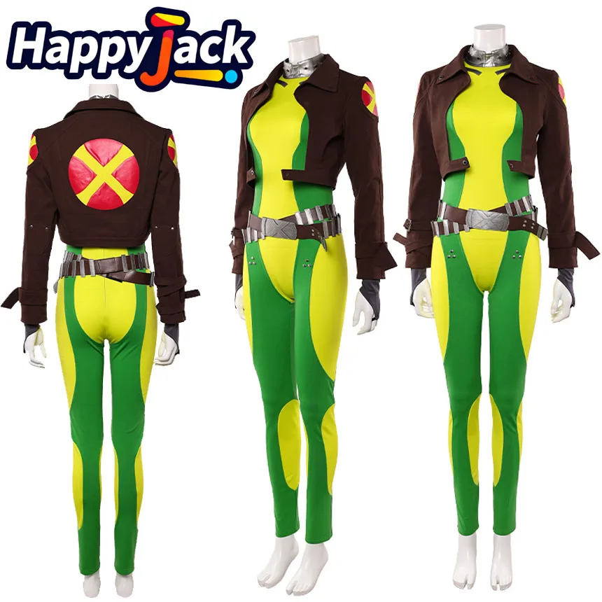 Rogue Cosplay Bodysuit Costume X 97 Roleplay Adult Women Jumpsuit Coat Belt Outfits Halloween Carnival Party Disguise Suit